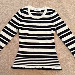 Bailey 44 Black and White Striped Crew Neck Sweater